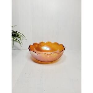 Vintage Bowl Crackle Jeannette Glass Marigold Carnival 7"